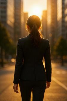 背中で語る都会の女性 背中で語る都会の女性の写真