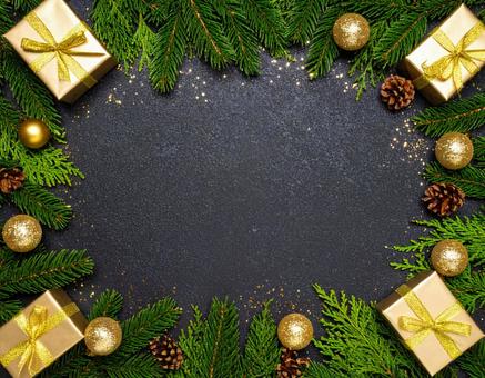 クリスマスの黒背景のフレーム クリスマスの黒背景のフレームの写真