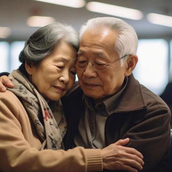 寄り添う二人 寄り添う二人の写真