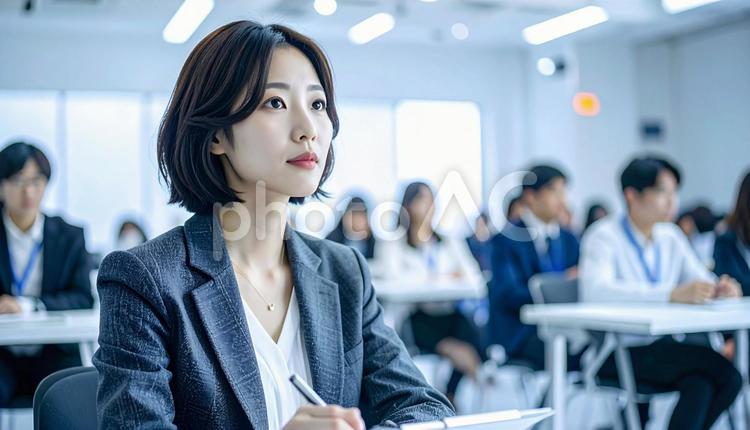 真剣な表情で学ぶビジネスマン セミナー,研修,勉強会の写真素材