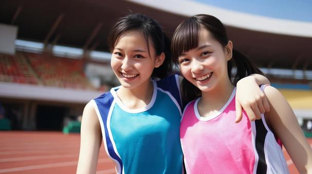 陸上競技を楽しむ若い女性23 陸上競技を楽しむ若い女性23の写真