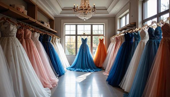 ドレスがかかる結婚式場のドレスルーム ドレスがかかる結婚式場のドレスルーム ドレスルーム,結婚式場,シャンデリアの写真素材