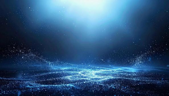 幻想的な光の粒子が舞う青い空間 幻想的な光の粒子が舞う青い空間の写真