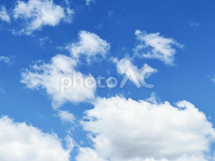 夏の青空と白い雲 青空,もくもく,空の写真素材