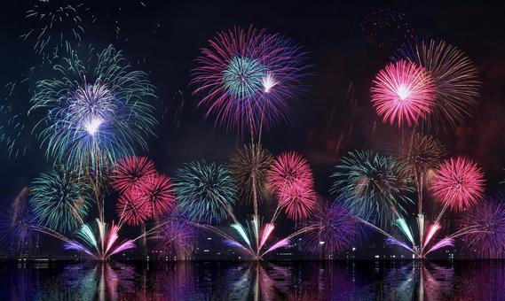 鮮やかな花火/松江水郷祭・エフェクト 鮮やかな花火/松江水郷祭・エフェクト 花火,打ち上げ花火,夏の写真素材