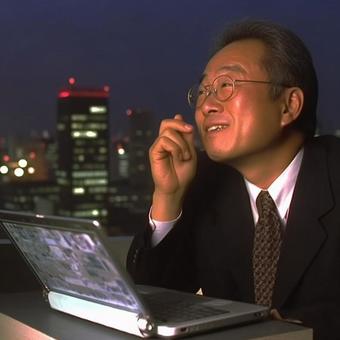 man using a computer in the office, male, a colleague, employee, JPG