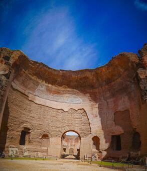 浴場跡の大ホール 遺跡,大ホール,アーチの写真素材