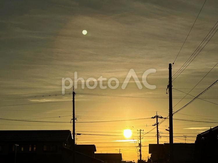 きれいな夕日＿夕空 夕日,空,夕空の写真素材