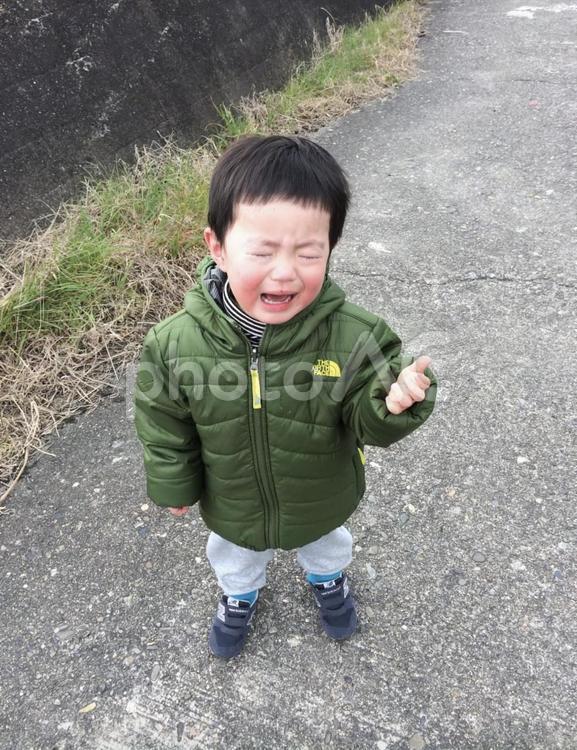 男の子の泣き顔 男の子,こども,3歳の写真素材