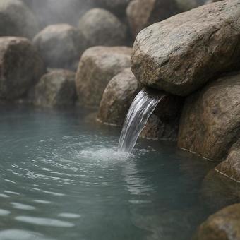 岩風呂の温泉湯口 岩風呂の温泉湯口の写真