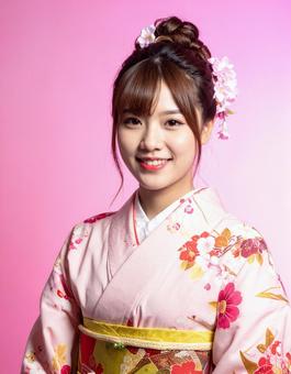 和装（着物）の彼女・春のイメージの写真