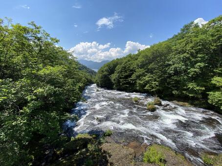 九頭竜の滝（上流から） 日光,宇都宮,滝の写真素材