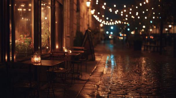 夜のテラスと灯りの街_1 夜のテラスと灯りの街_1の写真