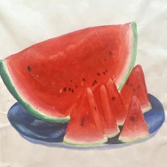 子供が描いたスイカの絵 子供が描いたスイカの絵 スイカ,すいか,スイカの絵の写真素材