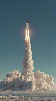 未来へ飛び立つロケットと噴煙 未来へ飛び立つロケットと噴煙の写真