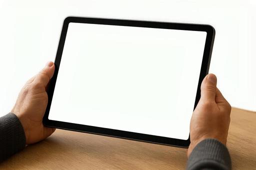 タブレット 手で持つイメージ タブレット 手で持つイメージの写真