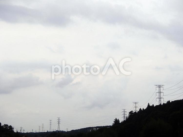 鉄塔がある風景 鉄塔,送電線,電線の写真素材