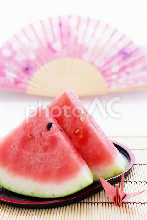 熱い夏・スイカの季節 西瓜,三角スイカ,カットスイカの写真素材