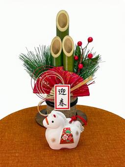 年賀状素材・干支・午年・門松 年賀状,年賀状素材,干支の写真素材