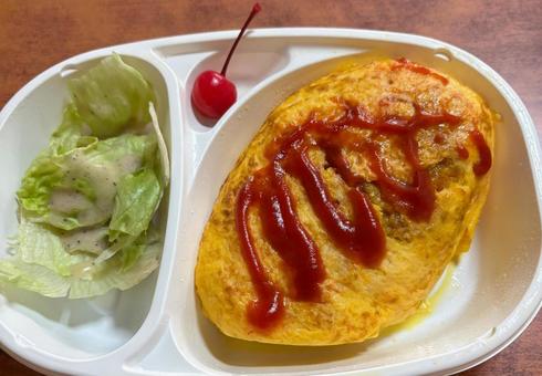 オムライス弁当 オムライス弁当 オムライス,弁当,さくらんぼの写真素材