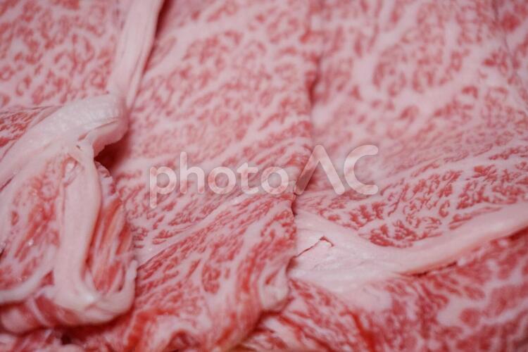 すき焼き用牛肉のアップ すき焼き,肉,牛肉の写真素材