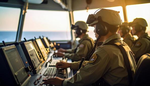 艦艇内の通信員イメージ01 艦艇内の通信員イメージ01の写真