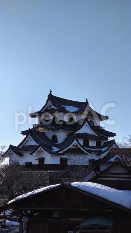 滋賀県-国宝彦根城-天守と雪 彦根城,国宝,天守の写真素材