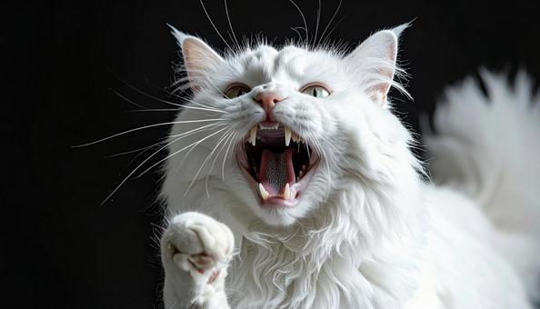 威嚇する猫 威嚇する猫の写真