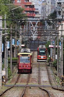 街中を走る都電荒川線 街中を走る都電荒川線 路面電車,都電,都電荒川線の写真素材