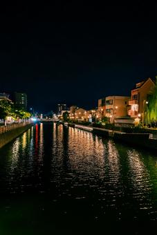 【島根】松江の夜景 島根,松江,夜景の写真素材