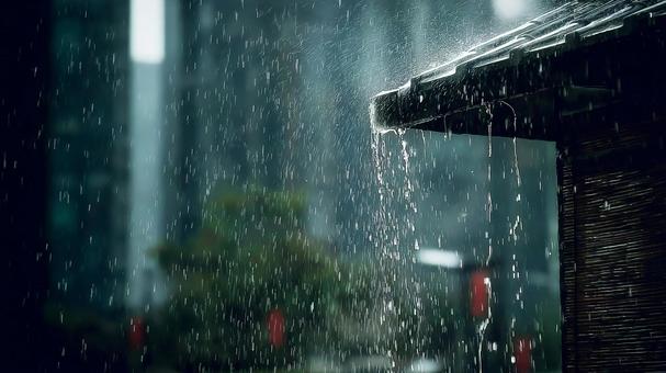 激しく降り注ぐ雨の日の風景 激しく降り注ぐ雨の日の風景の写真