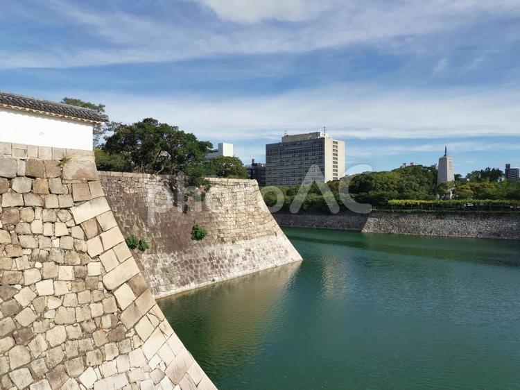 大阪城　石垣とお堀 大阪城,石垣,堀の写真素材