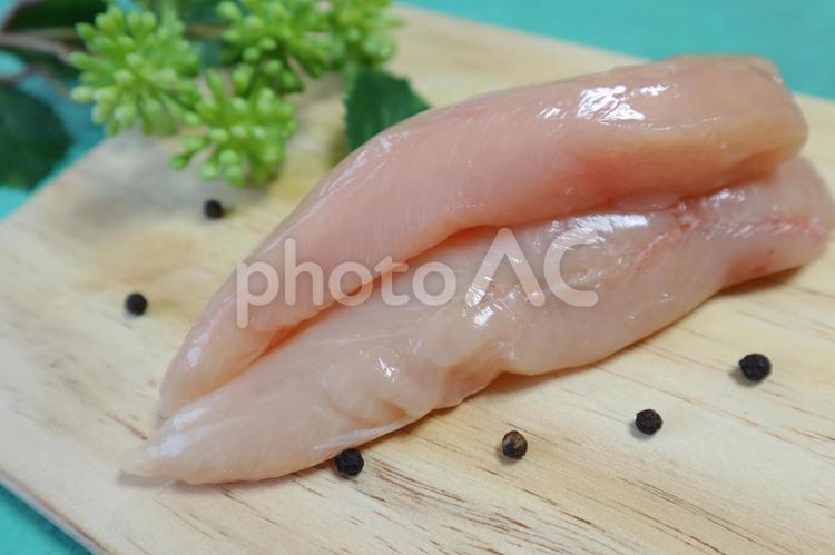 国産若とりささみ+花 夕食,フード,お肉の写真素材
