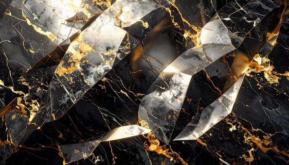 ゴールドの光が輝く、黒大理石の高級背景の写真