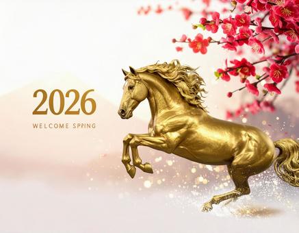 2026年用・馬モチーフの年賀素材 2026年用・馬モチーフの年賀素材の写真