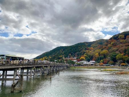 秋の渡月橋 秋の渡月橋の写真