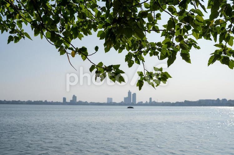 【ベトナム】ハノイのタイ湖の景色 ベトナム,ハノイ,タイ湖の写真素材