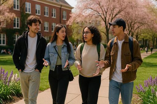 大学キャンパスの学生 大学キャンパスの学生の写真