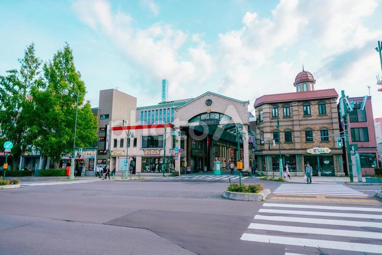 【北海道】小樽駅周辺の町並み 小樽,小樽駅,北海道の写真素材