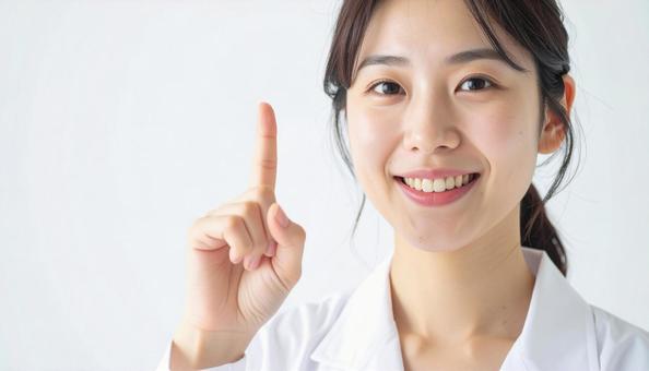指をさす女医 指をさす女医の写真