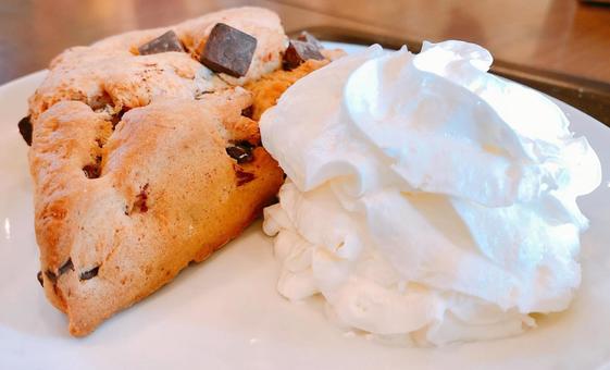 Photo, schokoladen-scones, schokoladensplitter, scone, 