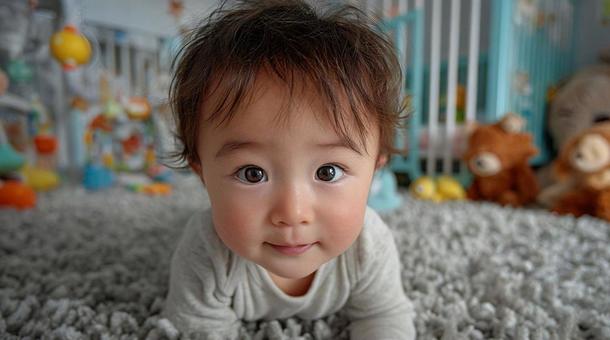 子供部屋でハイハイする赤ちゃん 09の写真