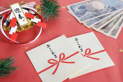 お正月イメージ　お年玉 お正月,お年玉,お金の写真素材