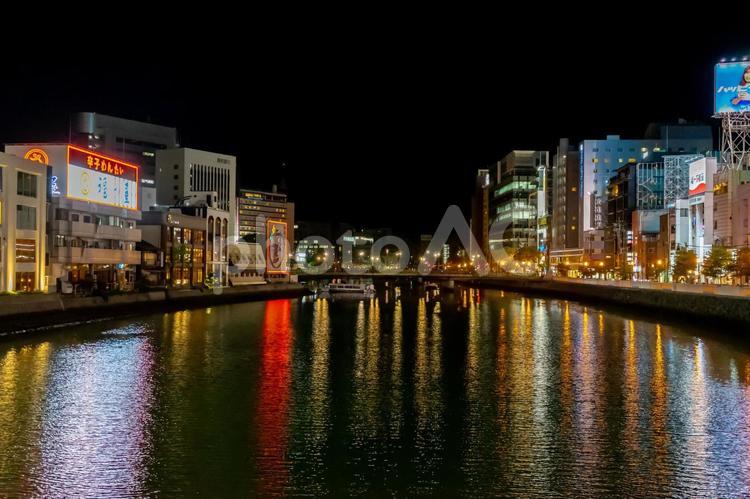 博多　那珂川の夜景 博多,夜景,那珂川の写真素材