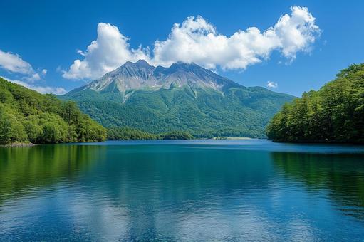 背景素材湖と山の大自然 背景素材湖と山の大自然の写真