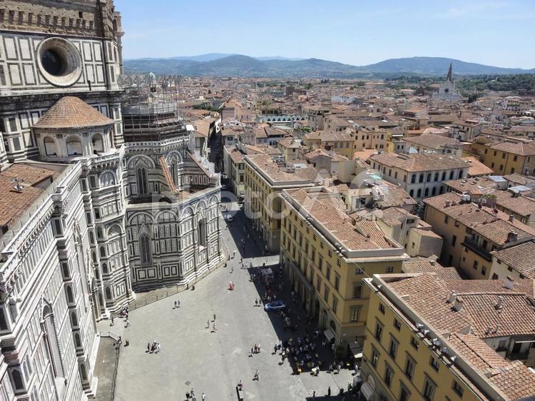 イタリアフィレンツェ街並み上空からの眺め フィレンツェ,イタリア,ヨーロッパの町並みの写真素材