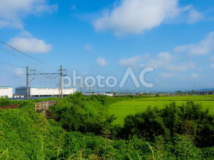 板倉東洋大前駅田園風景 板倉東洋大前駅,田園風景,東武日光線の写真素材