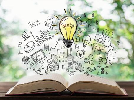 Idea book business study light bulb Idea book business study light bulb