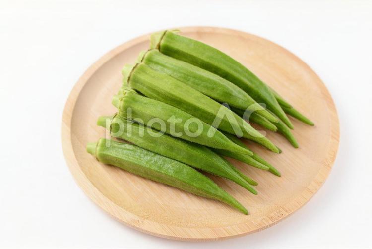 新鮮な採れたてのオクラ オクラ,おくら,野菜の写真素材