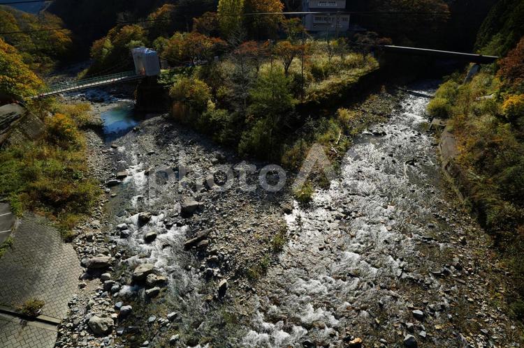 241104秋山郷切明橋 長野県,栄村,中津川の写真素材